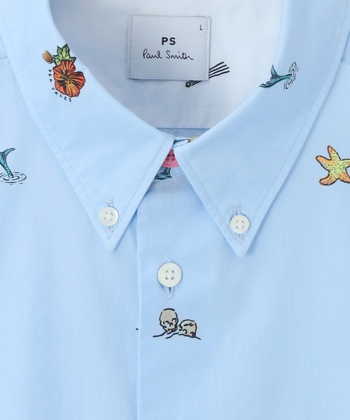 PS Paul Smith(ピーエスポールスミス)の「"Sea Icons" 半袖プリント シャツ / 132317 417R(シャツ/ブラウス・メンズ・ライトブルー/ホワイト・SMALL/MEDIUM/LARGE/X-LARGE/XX-LARGE)」の6枚目の写真