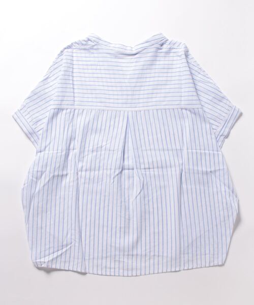 MARBLE WALTS(マーブルワルツ)の「マーブルワルツ/MARBLE WALTS リネン混ストライプ柄 半袖シャツチュニック(Tシャツ/カットソー・レディース・ホワイト/ブルー・MEDIUM/LARGE)」の3枚目の写真