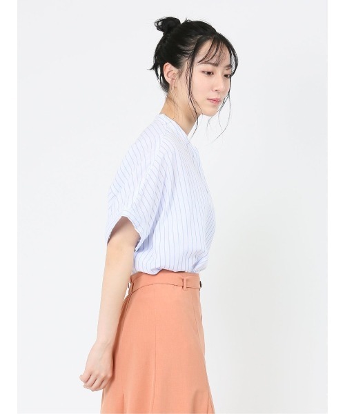 MARBLE WALTS(マーブルワルツ)の「マーブルワルツ/MARBLE WALTS リネン混ストライプ柄 半袖シャツチュニック(Tシャツ/カットソー・レディース・ホワイト/ブルー・MEDIUM/LARGE)」の13枚目の写真