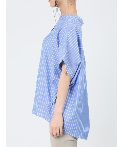 MARBLE WALTS(マーブルワルツ)の「マーブルワルツ/MARBLE WALTS リネン混ストライプ柄 半袖シャツチュニック(Tシャツ/カットソー・レディース・ホワイト/ブルー・MEDIUM/LARGE)」の16枚目の写真