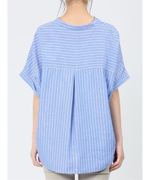 MARBLE WALTS(マーブルワルツ)の「マーブルワルツ/MARBLE WALTS リネン混ストライプ柄 半袖シャツチュニック(Tシャツ/カットソー・レディース・ホワイト/ブルー・MEDIUM/LARGE)」の17枚目の写真