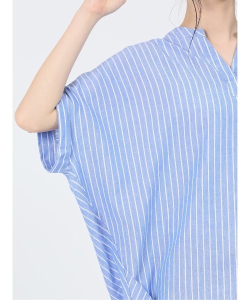 MARBLE WALTS(マーブルワルツ)の「マーブルワルツ/MARBLE WALTS リネン混ストライプ柄 半袖シャツチュニック(Tシャツ/カットソー・レディース・ホワイト/ブルー・MEDIUM/LARGE)」の19枚目の写真