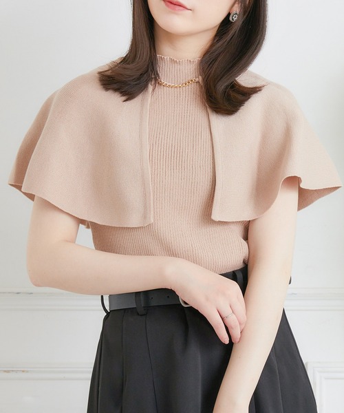 ems excite（エムズエキサイト）の「ケープNTSET（ニット/セーター・レディース・オフホワイト/ブルー/ピンク・FREE）」の2枚目の写真