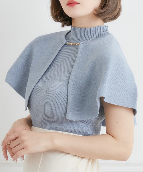 ems excite（エムズエキサイト）の「ケープNTSET（ニット/セーター・レディース・オフホワイト/ブルー/ピンク・FREE）」の3枚目の写真