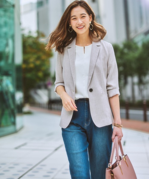 7days Life Styling(セブンデイズライフスタイリング)の「【ひんやり接触冷感】シルケット加工金具付カットソートップス(Tシャツ/カットソー・レディース・オフホワイト/ミント/ネイビー/ダークグリーン・S/M/L/LL)」の5枚目の写真