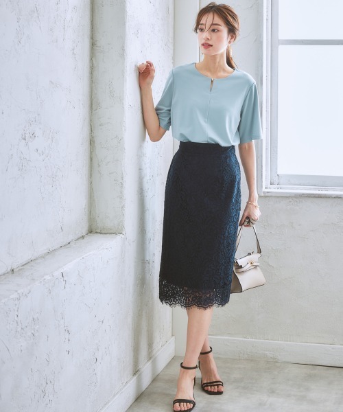 7days Life Styling(セブンデイズライフスタイリング)の「【ひんやり接触冷感】シルケット加工金具付カットソートップス(Tシャツ/カットソー・レディース・オフホワイト/ミント/ネイビー/ダークグリーン・S/M/L/LL)」の11枚目の写真