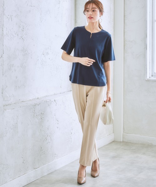 7days Life Styling(セブンデイズライフスタイリング)の「【ひんやり接触冷感】シルケット加工金具付カットソートップス(Tシャツ/カットソー・レディース・オフホワイト/ミント/ネイビー/ダークグリーン・S/M/L/LL)」の21枚目の写真