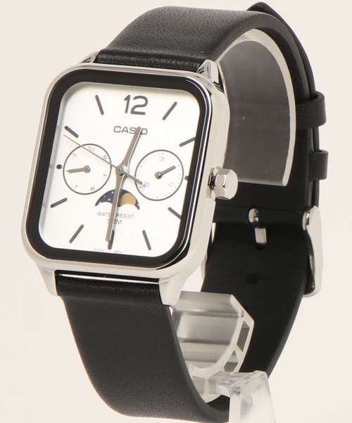 CASIO(カシオ)の「CASIO カシオ/ 腕時計 ムーンフェイズ アナログ クォーツ レザーベルト 日常生活強化防水 スクエアフェイス //// MTPシリーズ(アナログ腕時計・メンズ・ホワイト×ブラック/ブラック×ブルー/ブラウン/ブラック×シルバー・FREE)」の7枚目の写真