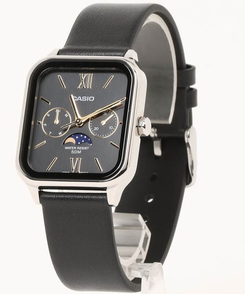 CASIO(カシオ)の「CASIO カシオ/ 腕時計 ムーンフェイズ アナログ クォーツ レザーベルト 日常生活強化防水 スクエアフェイス //// MTPシリーズ(アナログ腕時計・メンズ・ホワイト×ブラック/ブラック×ブルー/ブラウン/ブラック×シルバー・FREE)」の8枚目の写真