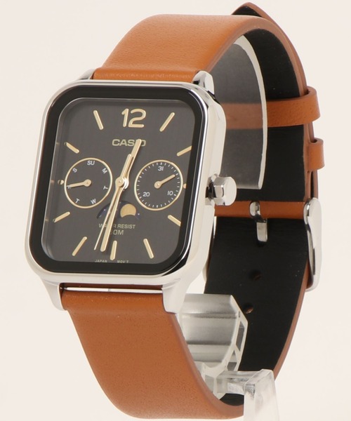 CASIO(カシオ)の「CASIO カシオ/ 腕時計 ムーンフェイズ アナログ クォーツ レザーベルト 日常生活強化防水 スクエアフェイス //// MTPシリーズ(アナログ腕時計・メンズ・ホワイト×ブラック/ブラック×ブルー/ブラウン/ブラック×シルバー・FREE)」の9枚目の写真