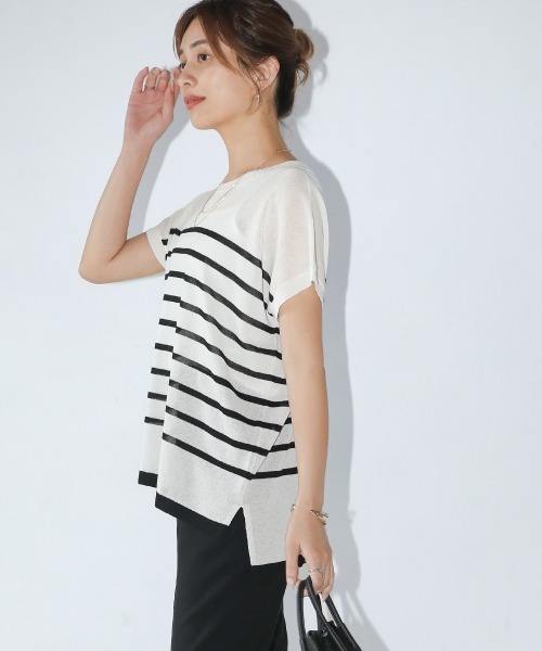 Bou Jeloud(ブージュルード)の「ニットボーダートップス(Tシャツ/カットソー・レディース・オフホワイト/ベージュ・FREE)」の12枚目の写真