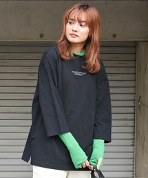 CUBE SUGAR | OE天竺カットソーモックネックロゴ刺繍プルオーバー(Tシャツ/カットソー)