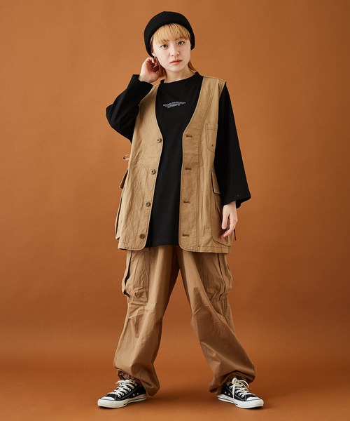 CUBE SUGAR（キューブシュガー）の「OE天竺カットソーモックネックロゴ刺繍プルオーバー（Tシャツ/カットソー・レディース・ベージュ/ホワイト/ブラック・M）」の9枚目の写真