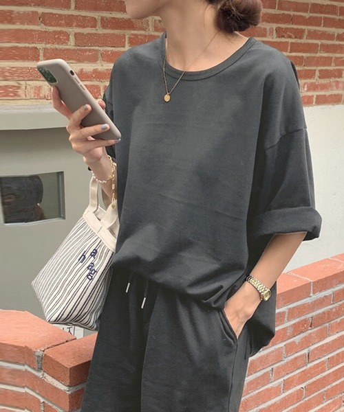 セパバス&トゥデイフル Chill Out Set Tシャツ&巾着 ルームウェア セール】レディース 半袖オーバーサイズルーズスウェット