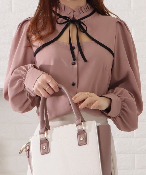 Lace Ladies(レースレディース)の「ボレロレイヤードシャーリングブラウス(シャツ/ブラウス・レディース・オフホワイト/ブラック/ブルーグレー/パープル・S/FREE)」の21枚目の写真