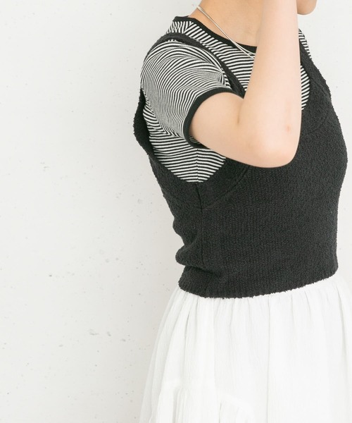 KBF(ケイビーエフ)の「ミニブークレニットビスチェ(ニット/セーター・レディース・ブルー/ブラック/ライトベージュ・ONE)」の15枚目の写真