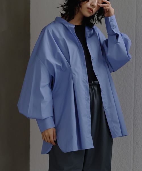 hellam（へラム）の「ウエストタックバンドカラーシャツ（シャツ/ブラウス・レディース・ブルー/オフホワイト・FREE）」の12枚目の写真