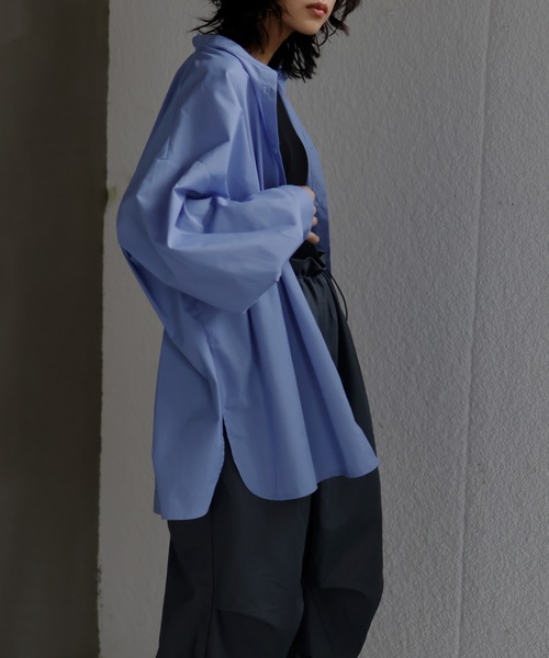 hellam（へラム）の「ウエストタックバンドカラーシャツ（シャツ/ブラウス・レディース・ブルー/オフホワイト・FREE）」の14枚目の写真