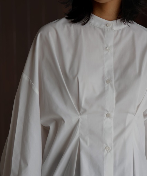 hellam（へラム）の「ウエストタックバンドカラーシャツ（シャツ/ブラウス・レディース・ブルー/オフホワイト・FREE）」の11枚目の写真