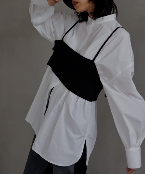 hellam（へラム）の「ウエストタックバンドカラーシャツ（シャツ/ブラウス・レディース・ブルー/オフホワイト・FREE）」の19枚目の写真