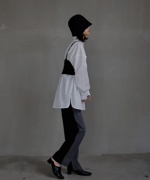 hellam（へラム）の「ウエストタックバンドカラーシャツ（シャツ/ブラウス・レディース・ブルー/オフホワイト・FREE）」の15枚目の写真