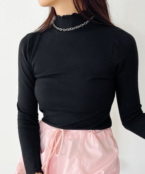 CLEA(クレア)の「メロウニットトップスインナー(Tシャツ/カットソー・レディース・アイボリー/ブラック/ホワイト/ブラウン/レッド/グリーン/グレー/モカ・FREE)」の1枚目の写真