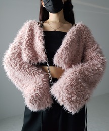 me+em select（ミームセレクト）の「【 ３COLOR 】ロングシャギーボアショートボリュームカーディガン（カーディガン/ボレロ）」