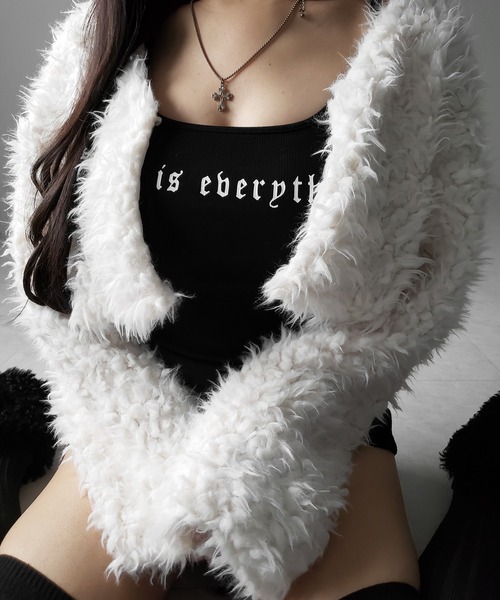 me+em select（ミームセレクト）の「※※【 ３color 】ロングシャギーボアショートボリュームカーディガン（カーディガン/ボレロ・レディース・ブラック/ピンク/アイボリー・FREE）」の17枚目の写真