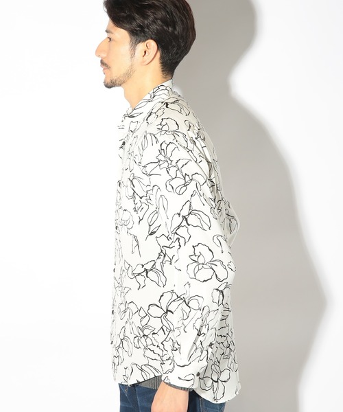 UNION STATION（ユニオンステーション）の「ハンドライティング花柄プリントシャツ（シャツ/ブラウス・メンズ・ホワイト/ボルドー/ネイビー・M/L/LL）」の7枚目の写真