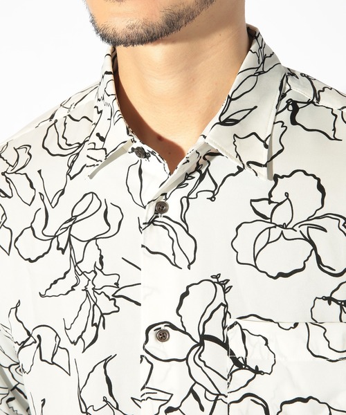 UNION STATION（ユニオンステーション）の「ハンドライティング花柄プリントシャツ（シャツ/ブラウス・メンズ・ホワイト/ボルドー/ネイビー・M/L/LL）」の9枚目の写真