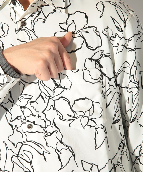 UNION STATION（ユニオンステーション）の「ハンドライティング花柄プリントシャツ（シャツ/ブラウス・メンズ・ホワイト/ボルドー/ネイビー・M/L/LL）」の12枚目の写真