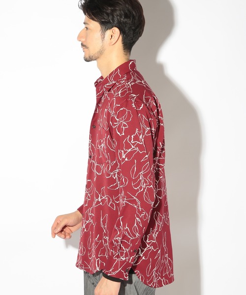 UNION STATION（ユニオンステーション）の「ハンドライティング花柄プリントシャツ（シャツ/ブラウス・メンズ・ホワイト/ボルドー/ネイビー・M/L/LL）」の16枚目の写真
