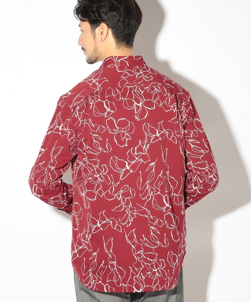 UNION STATION（ユニオンステーション）の「ハンドライティング花柄プリントシャツ（シャツ/ブラウス・メンズ・ホワイト/ボルドー/ネイビー・M/L/LL）」の17枚目の写真