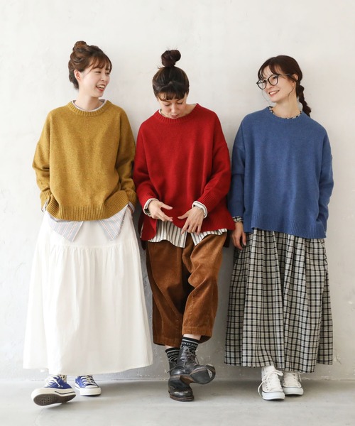 soulberry(ソウルベリー)の「水曜日の差し色ニット(ニット/セーター・レディース・マスタード/レッド/ブルー・4L/3L/LL/M/L)」の6枚目の写真