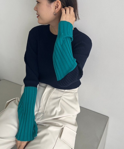 LOWRYS FARM(ローリーズファーム)の「ベルスリ-ブニットプルオーバーLS 968889(ニット/セーター・レディース・ネイビー/ブラック/ブルー/アイボリー・FREE)」の18枚目の写真