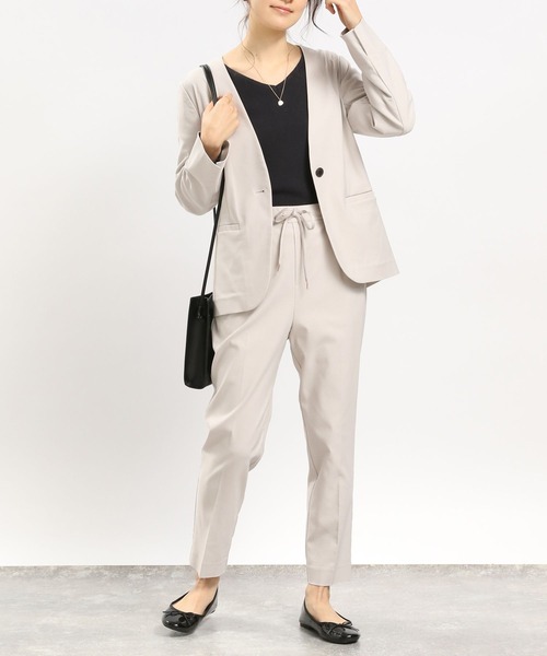 GLOBAL WORK Smile Seed Store（グローバルワーク スマイルシードストア）の「NRストレッチノーカラージャケット/180922（その他アウター・レディース・ネイビー/ブラック/アイボリー・LARGE/MEDIUM）」の4枚目の写真