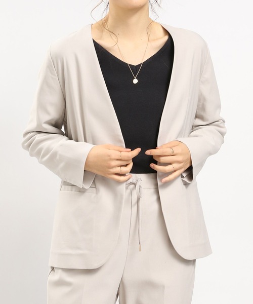 GLOBAL WORK Smile Seed Store（グローバルワーク スマイルシードストア）の「NRストレッチノーカラージャケット/180922（その他アウター・レディース・ネイビー/ブラック/アイボリー・LARGE/MEDIUM）」の6枚目の写真