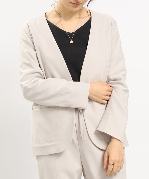 GLOBAL WORK Smile Seed Store（グローバルワーク スマイルシードストア）の「NRストレッチノーカラージャケット/180922（その他アウター・レディース・ネイビー/ブラック/アイボリー・LARGE/MEDIUM）」の7枚目の写真