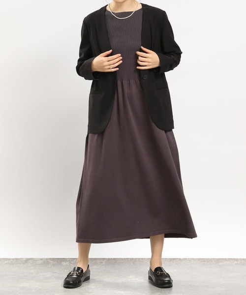 GLOBAL WORK Smile Seed Store（グローバルワーク スマイルシードストア）の「NRストレッチノーカラージャケット/180922（その他アウター・レディース・ネイビー/ブラック/アイボリー・LARGE/MEDIUM）」の8枚目の写真