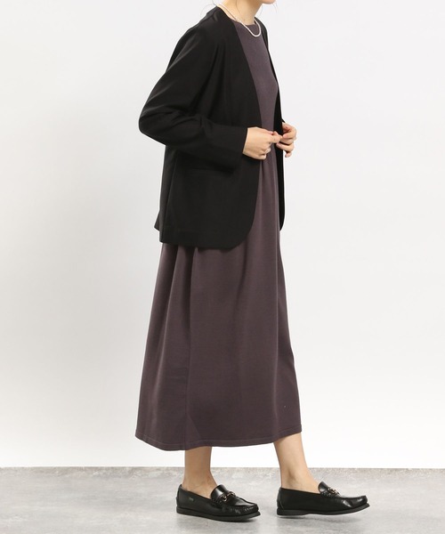 GLOBAL WORK Smile Seed Store（グローバルワーク スマイルシードストア）の「NRストレッチノーカラージャケット/180922（その他アウター・レディース・ネイビー/ブラック/アイボリー・LARGE/MEDIUM）」の9枚目の写真