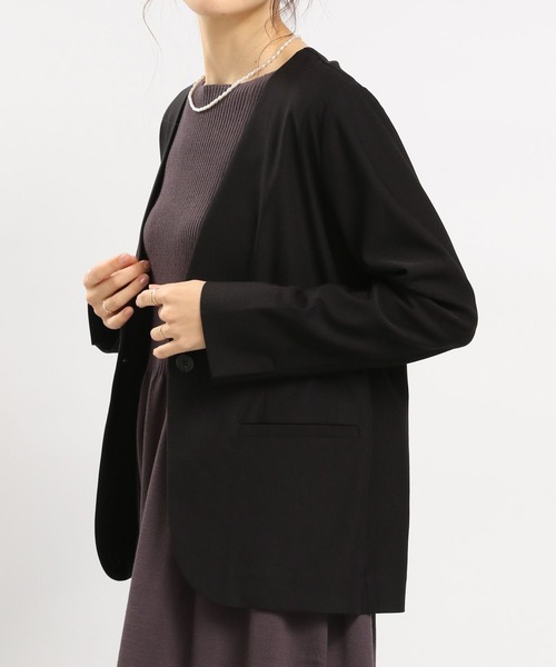 GLOBAL WORK Smile Seed Store（グローバルワーク スマイルシードストア）の「NRストレッチノーカラージャケット/180922（その他アウター・レディース・ネイビー/ブラック/アイボリー・LARGE/MEDIUM）」の10枚目の写真