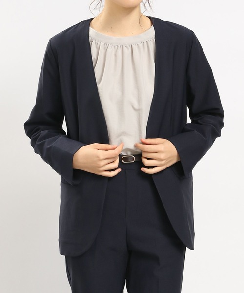 GLOBAL WORK Smile Seed Store（グローバルワーク スマイルシードストア）の「NRストレッチノーカラージャケット/180922（その他アウター・レディース・ネイビー/ブラック/アイボリー・LARGE/MEDIUM）」の14枚目の写真