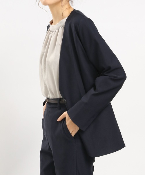 GLOBAL WORK Smile Seed Store（グローバルワーク スマイルシードストア）の「NRストレッチノーカラージャケット/180922（その他アウター・レディース・ネイビー/ブラック/アイボリー・LARGE/MEDIUM）」の15枚目の写真