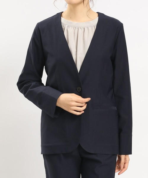 GLOBAL WORK Smile Seed Store（グローバルワーク スマイルシードストア）の「NRストレッチノーカラージャケット/180922（その他アウター・レディース・ネイビー/ブラック/アイボリー・LARGE/MEDIUM）」の16枚目の写真