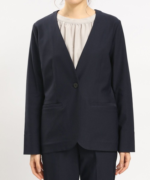 GLOBAL WORK Smile Seed Store（グローバルワーク スマイルシードストア）の「NRストレッチノーカラージャケット/180922（その他アウター・レディース・ネイビー/ブラック/アイボリー・LARGE/MEDIUM）」の17枚目の写真