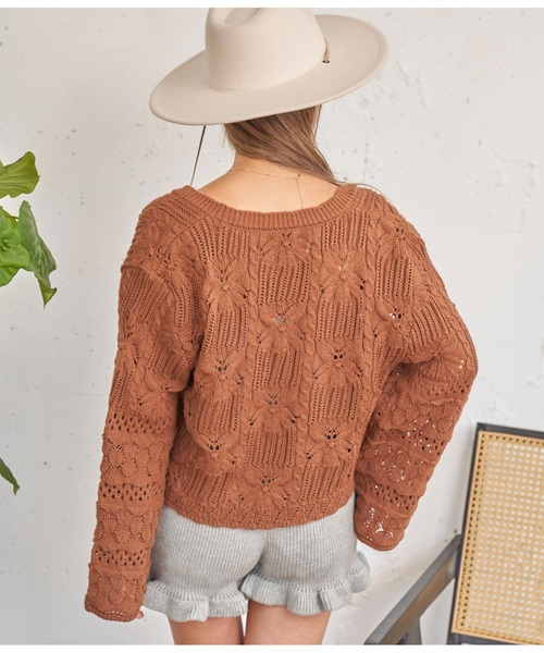 anap mimpi(アナップミンピ)の「フラワー×シェルクロシェニットカーディガン(カーディガン/ボレロ・レディース・ターコイズブルー/キャメル・FREE)」の8枚目の写真