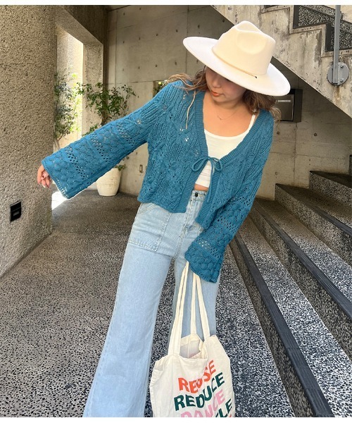 anap mimpi(アナップミンピ)の「フラワー×シェルクロシェニットカーディガン(カーディガン/ボレロ・レディース・ターコイズブルー/キャメル・FREE)」の21枚目の写真
