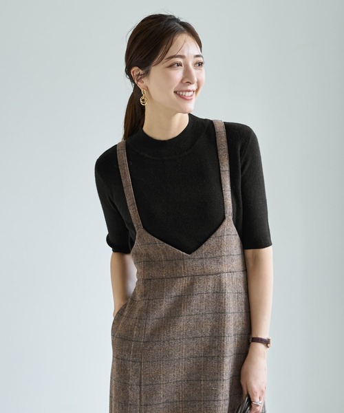 STYLE DELI(スタイルデリ)の「ソフトタッチ◆5分袖ハイネックトップス(ニット/セーター・レディース・ブラウン系その他/ブルー/ブラック/オフホワイト/ライトブラウン/レッド・FREE)」の3枚目の写真