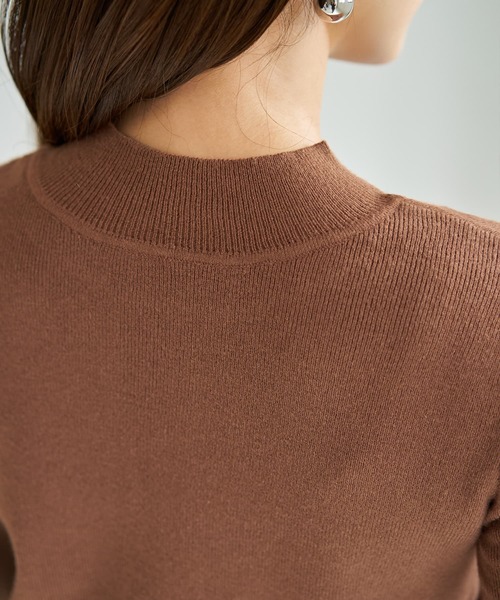 STYLE DELI(スタイルデリ)の「ソフトタッチ◆5分袖ハイネックトップス(ニット/セーター・レディース・ブラウン系その他/ブルー/ブラック/オフホワイト/ライトブラウン/レッド・FREE)」の12枚目の写真
