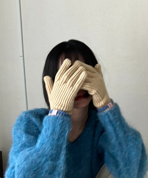 AS KNOW AS plus（アズノゥアズプラス）の「カラーラインニット手袋（手袋・レディース・ブルー/グレー/ライトブルー/ブラック/アイボリー/ブラウン/レッド・FREE）」の12枚目の写真